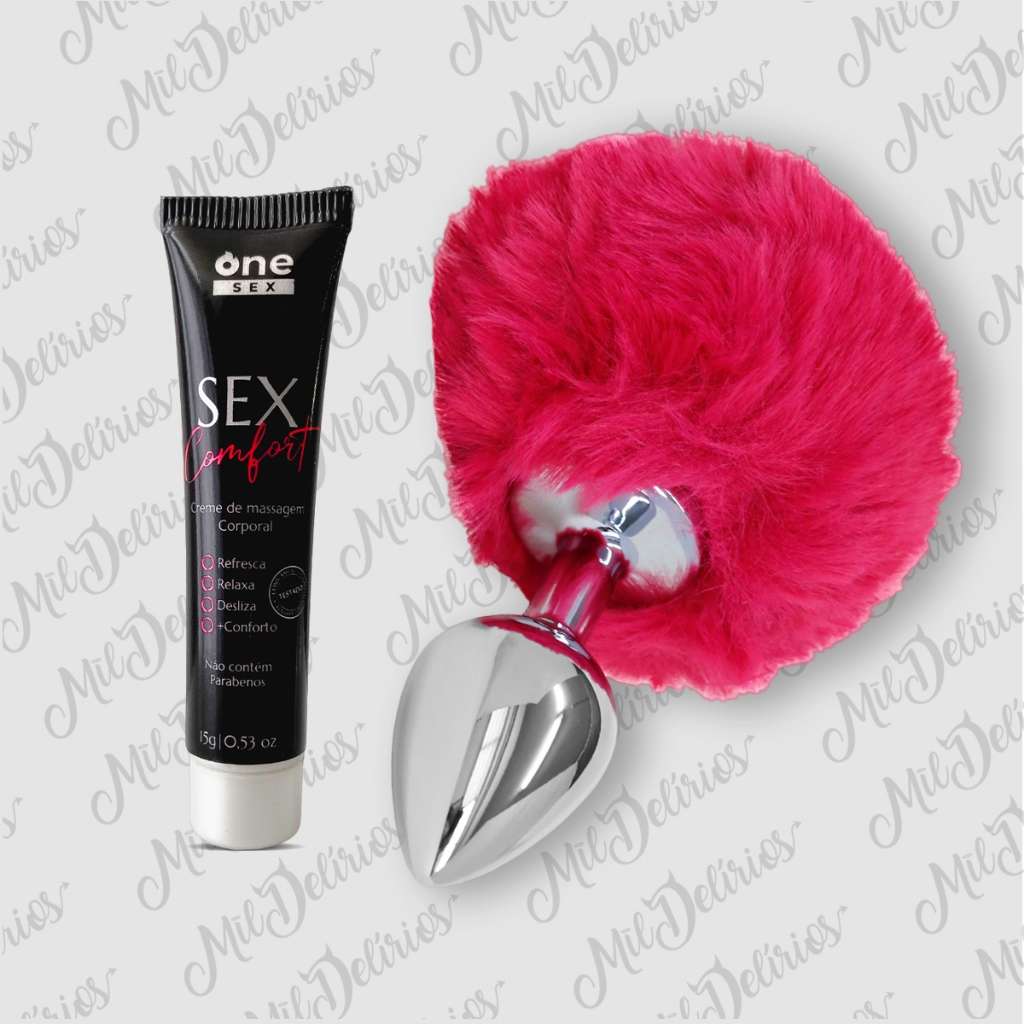 Kit Plug Anal Pompom Rabo De Coelho Pequeno Dessensibilizante Anal
