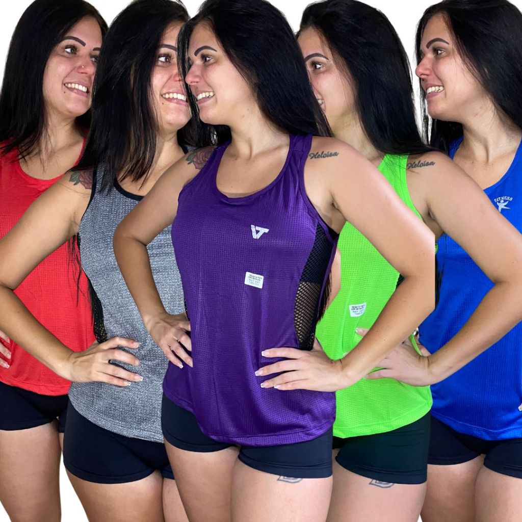 kit 3 Camisas academia feminina regata dryfit várias cores Shopee Brasil