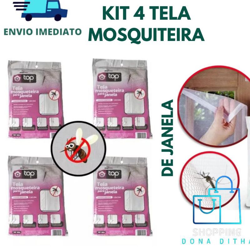 Kit 4 Tela Mosquiteiro Para Janela 1 30 X 1 50 Velcro Top Util Anti