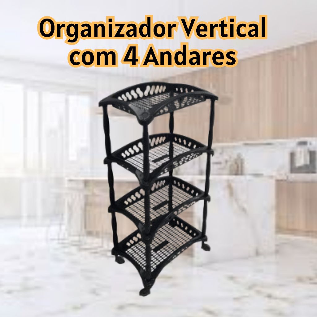 Organizador Vertical Quadruplo Fruteira Preto 4 Andares Shopee Brasil