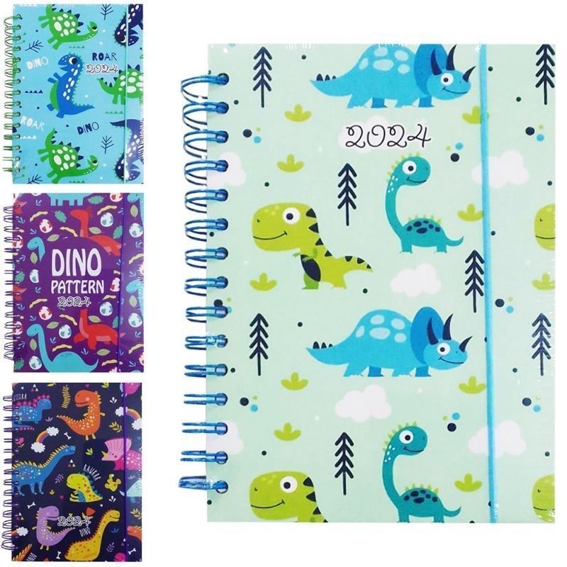 Agenda Espiral Estampas Dinossauros Infantil 168 Folhas 2024 Shopee