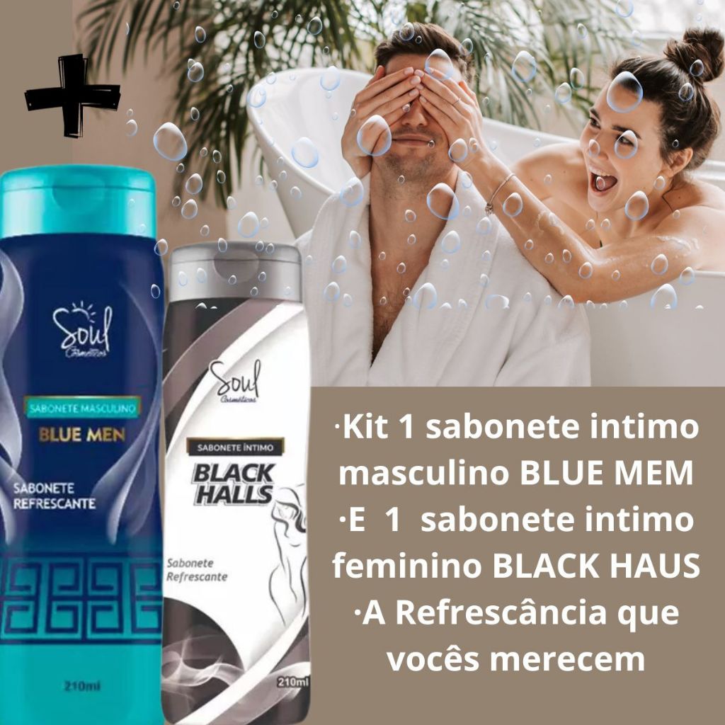 Kit Sabonte Intimo Femenino Black Haus Sabonete Intimo Masculino Blue