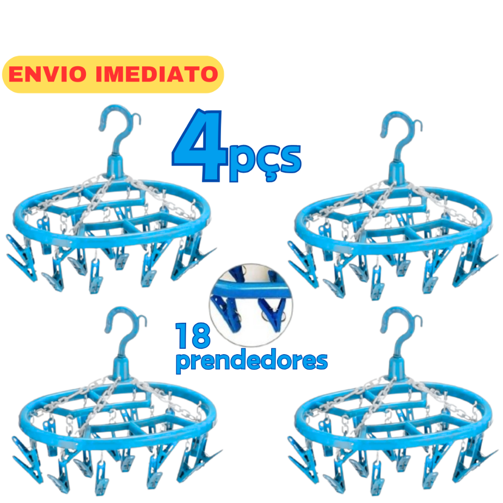 Kit 4 Varal De Calcinha Roupa Íntima Meia Cueca Oval 18 Prendedores