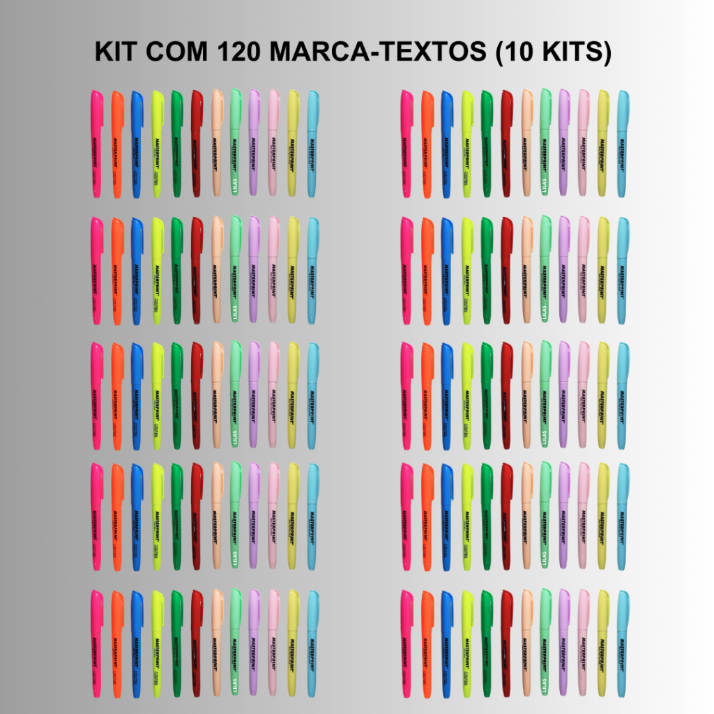 Kit 120 Marca Textos Masterprint 60 Neon 60 pastéis Shopee Brasil