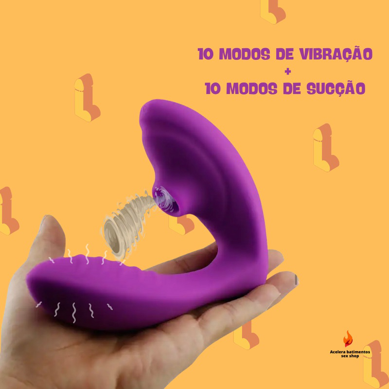 vibrador sugador 10 modos sugador de clitoris recargável em forma de U