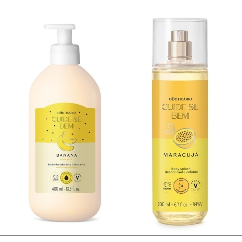 kit O Boticário Cuide se Bem Feira Loção Banana Body splash Maracujá