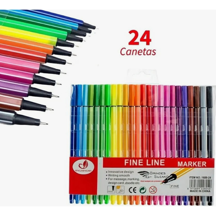 Kit De Canetas Cores Fine Line Coloridas Ponta Fina Mm