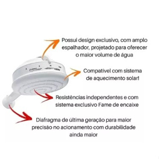 Chuveiro elétrico de parede Ducha Evidence Fame 4 Temperaturas 6800W