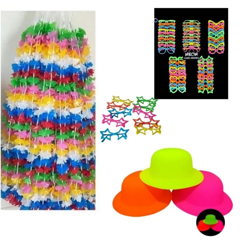 Kit Festa Carnaval Chap U Neon Colar Havaiano Culos