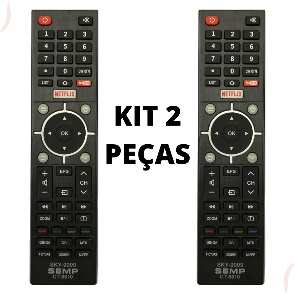 Kit Controle Remoto Smart Para Tv Semp Toshiba Ct Tecla