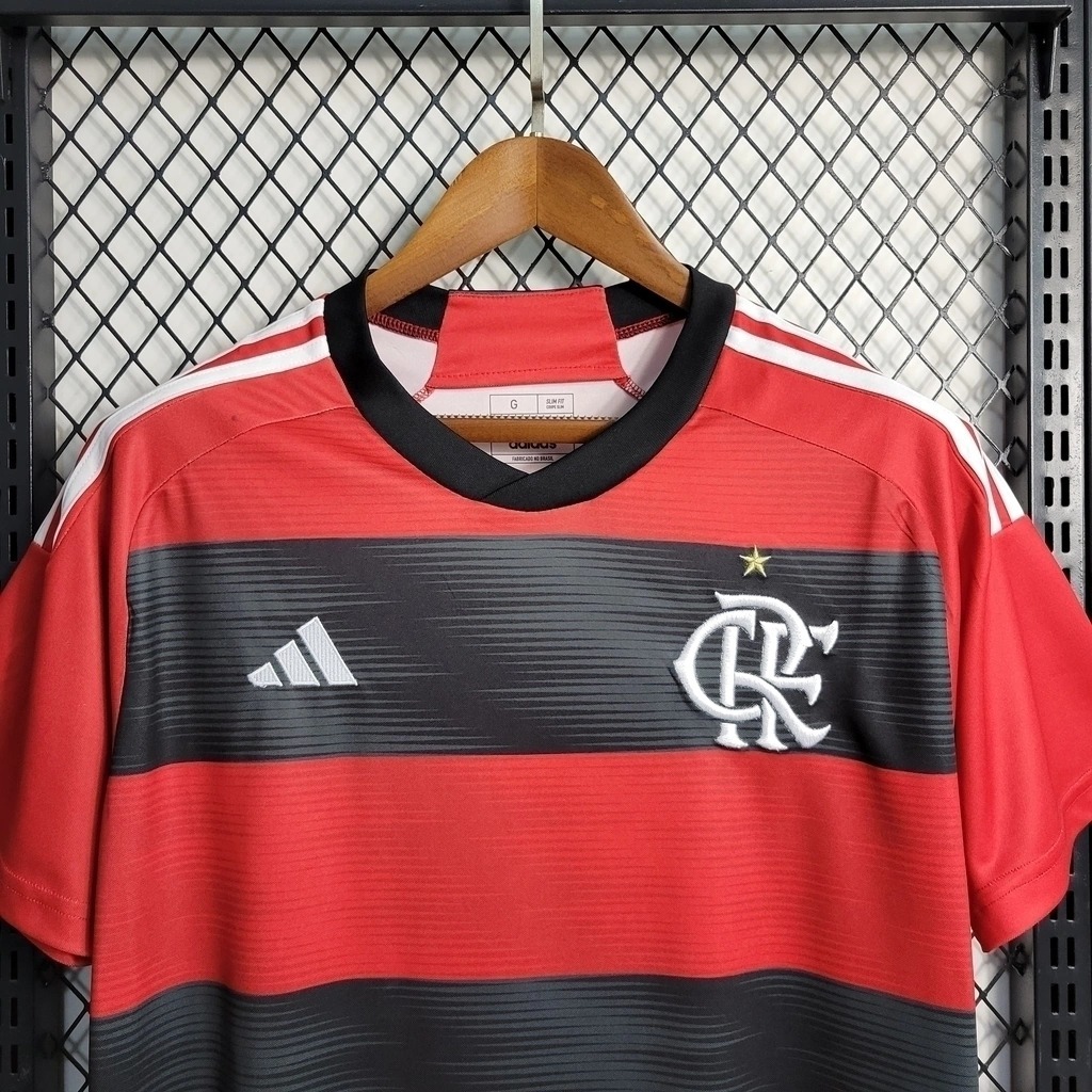 Camisa Flamengo I 23 24 Torcedor Adidas Masculina Vermelho E Preto