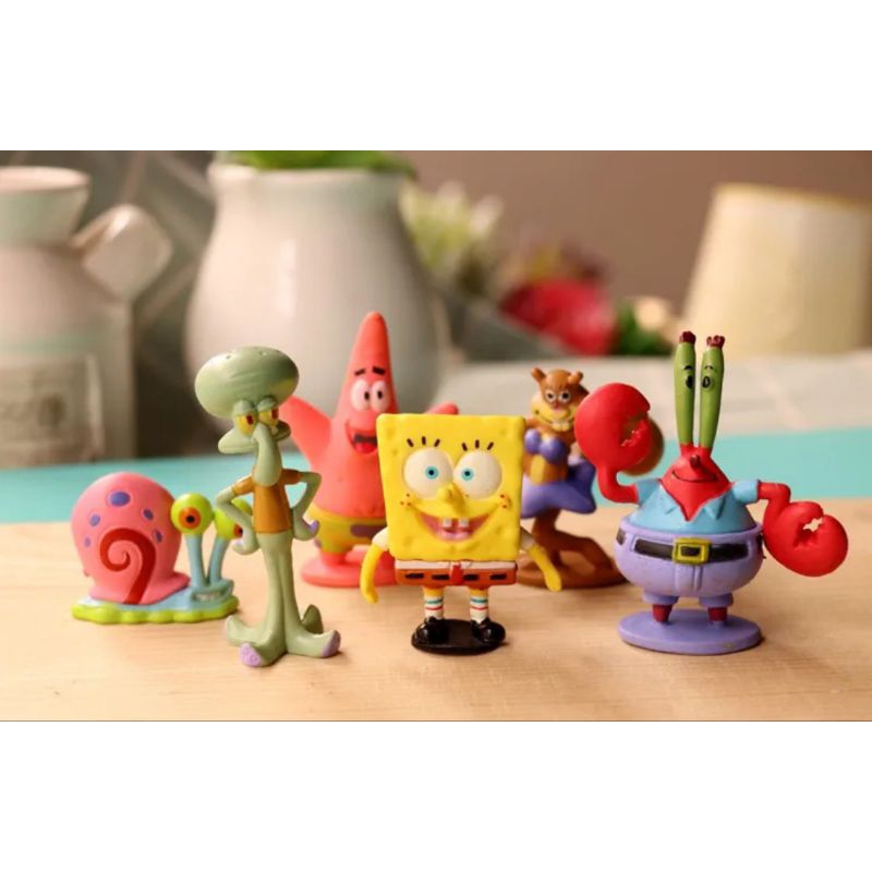 Miniatura Bob Esponja Lula Molusco Patrick Sirigueijo E Seus Amigos