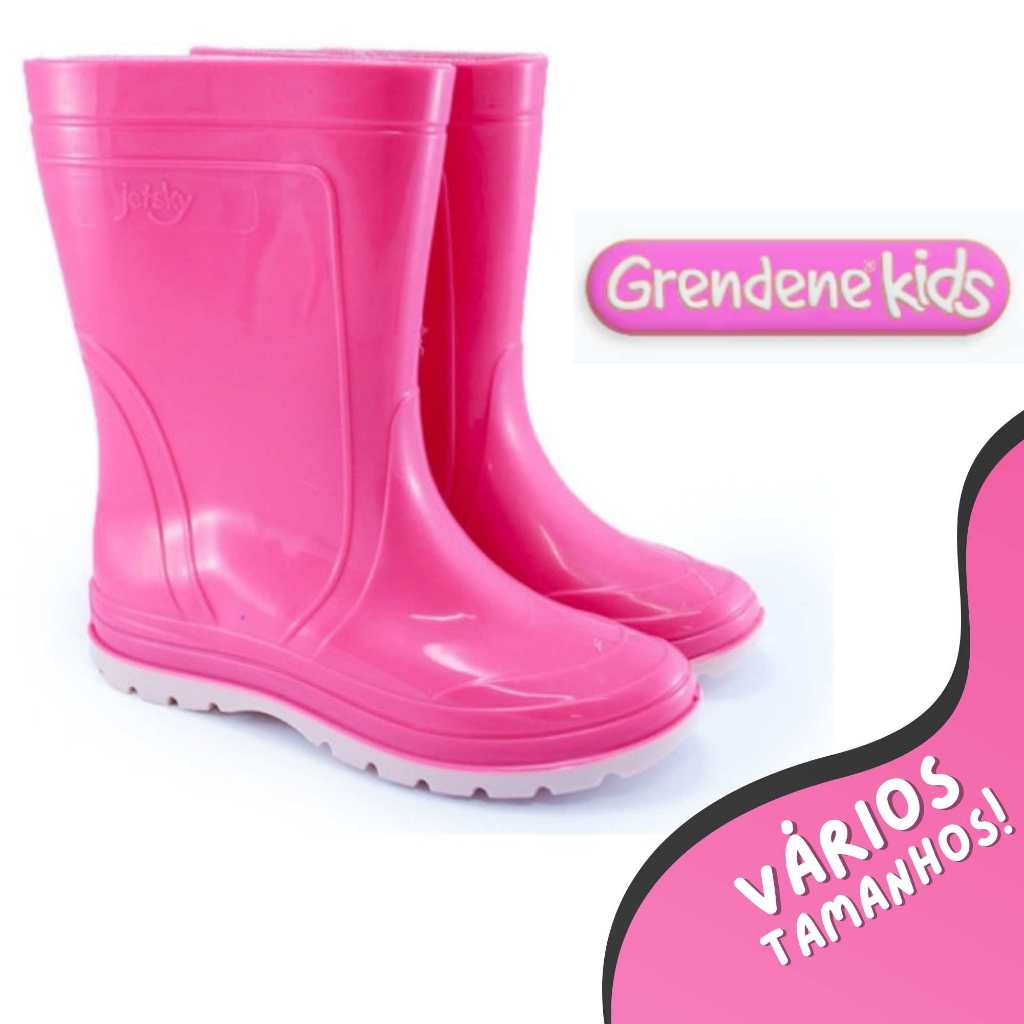 Bota Galocha Infantil Pega Forte Grendene Rosa Vários Tamanhos Shopee