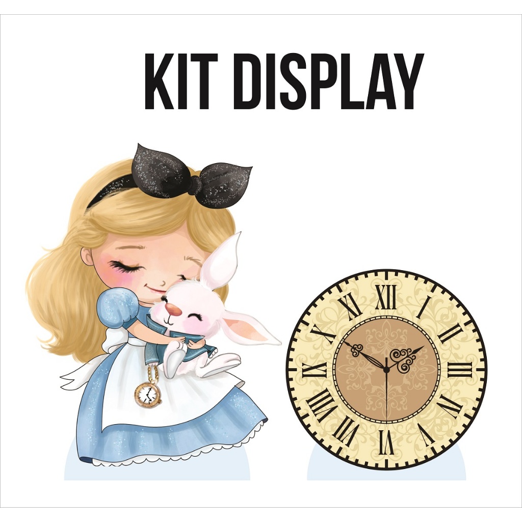 Kit display Alice no pais das maravilhas 2 peças 80cm e 50cm em MDF