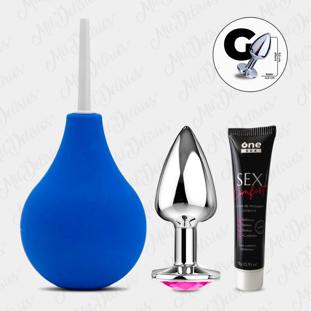 Kit Plug Anal Tamanho Grande Ducha Higi Nica Chuca Anal Gel