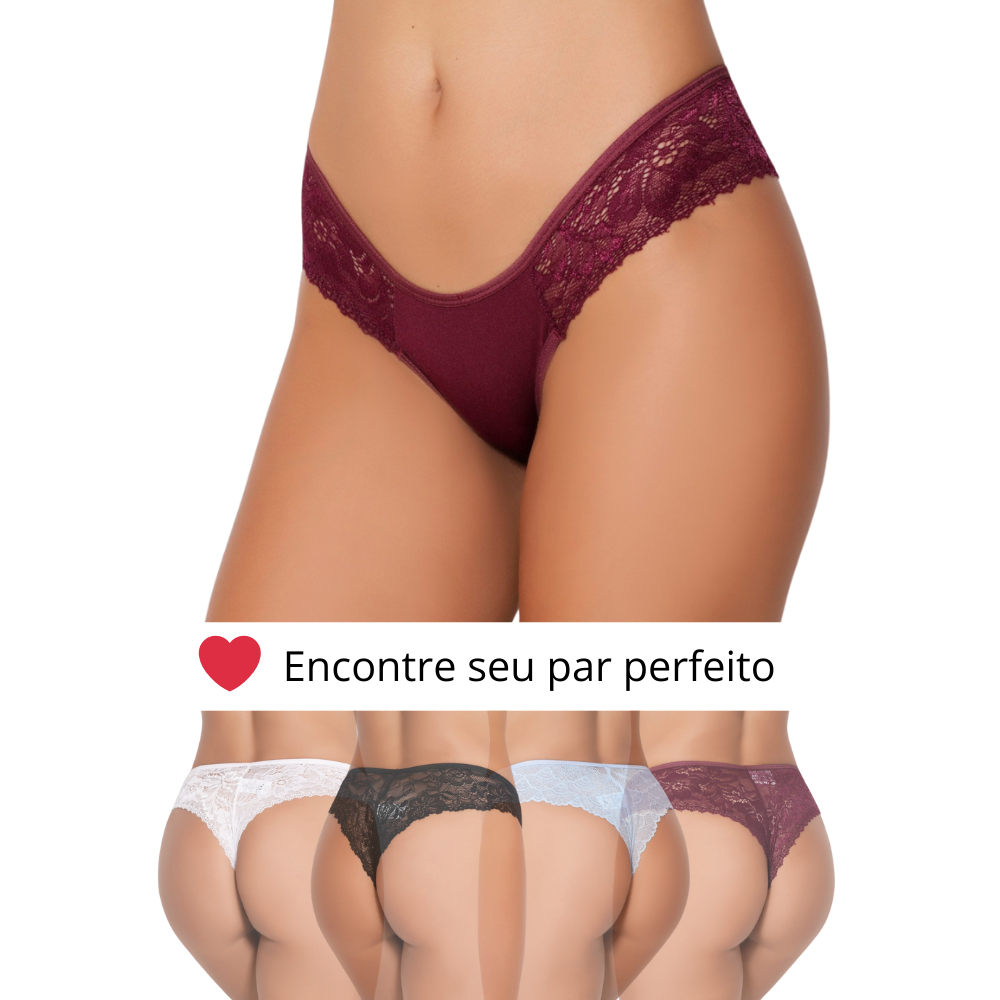 Kit de 5 Calcinha Tangas em Renda Lingerie Conforto e Elegância em