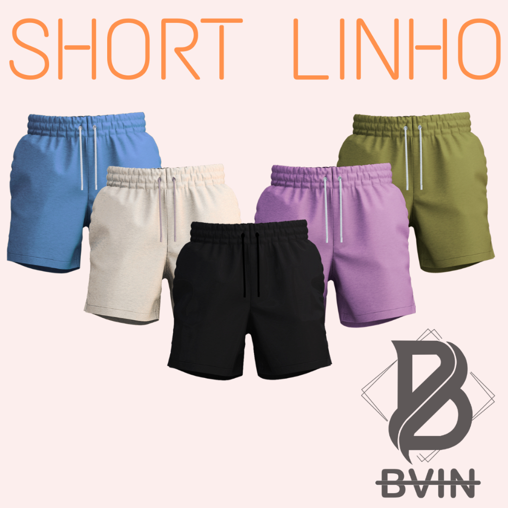 Kit 5 Short Linho Premium Plus Size Mauricinho Bermuda Moda Praia