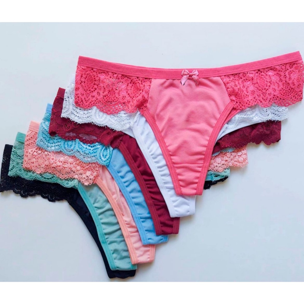 Kit Calcinhas Renda Na Lateral Tanga Anne Lingerie Sexy Confortavel