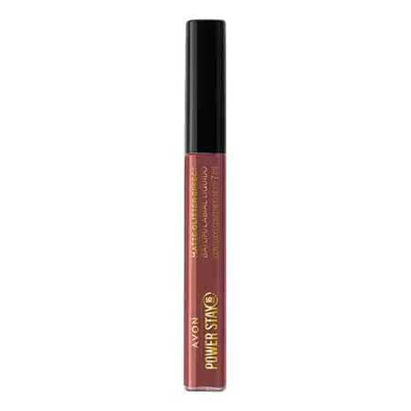 Batom L Quido Matte Glitter Effect Avon Power Stay Nude Perola