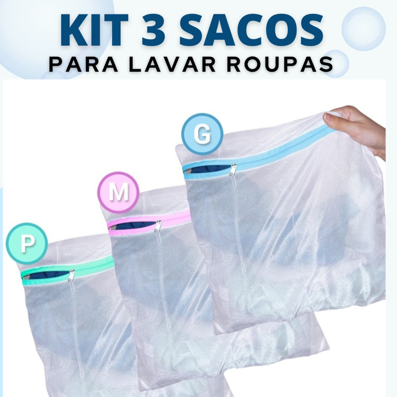 Kit Sacos Para Lavar Roupas Protetor Roupas Ntimas Lingerie Pe As