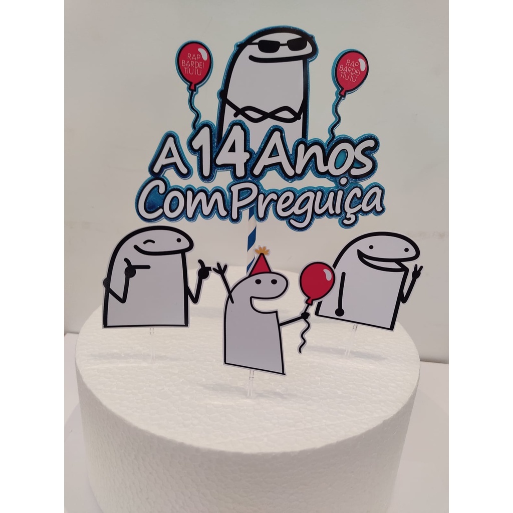 Topo de Bolo Flork Meme Personalizado Festa 4 Peças Shopee Brasil