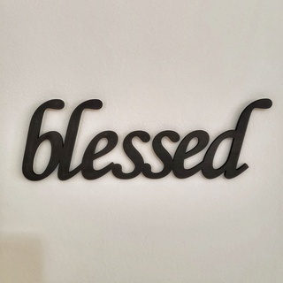 PROMO Letreiro Parede Blessed Preto Mdf Texturizado 37cm Shopee