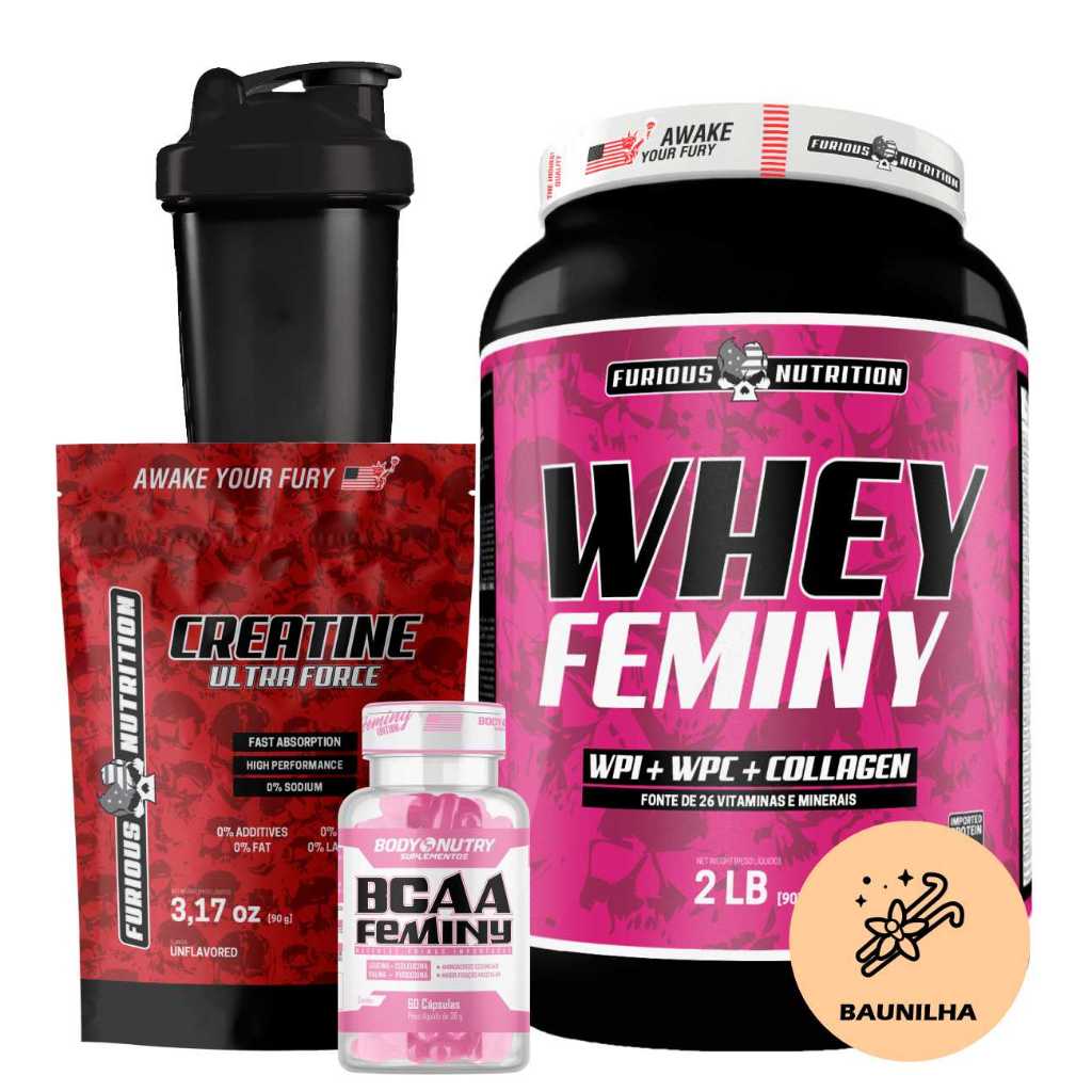 Kit Suplemento Whey Protein Feminino Creatina Ultra Force G