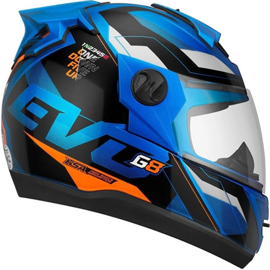 Capacete Pro Tork Fechado Evolution 788 G8 Evo Azul E Laranja