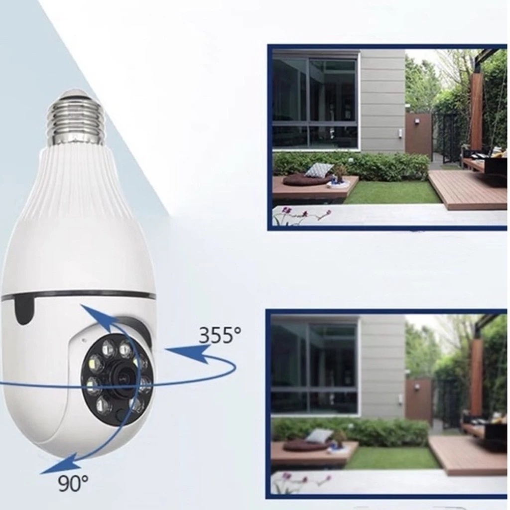 Câmera wifi ip sem fio giratória 360 encaixe lampada bocal rosca