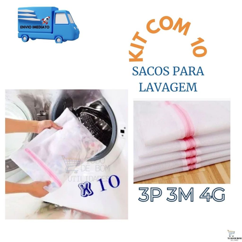 Kit Sacos Para Lavar Roupas P M G Protetor De Lingerie Roupa