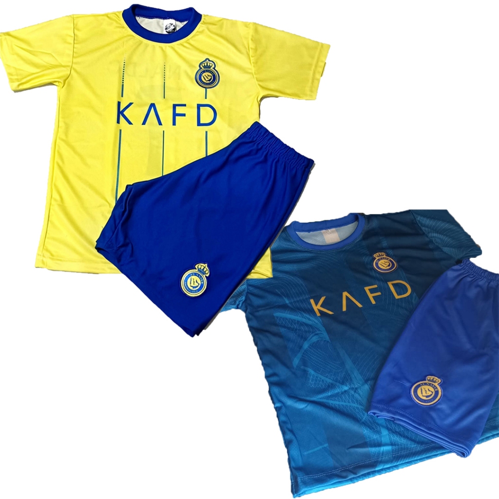 Kit Conjuntos De Futebol Infantil Camisa E Short Al Nassr Cr Modelos