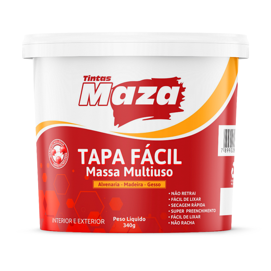 Massa Tapa Facil P Alvenaria Madeira Gesso Buraco Trinca Maza 340g