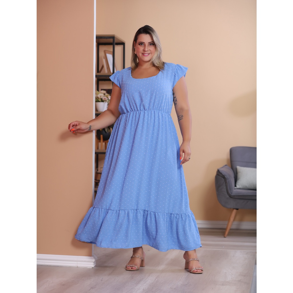 Vestido Plus Size Tecido Duna Pipoquinha V214 Shopee Brasil