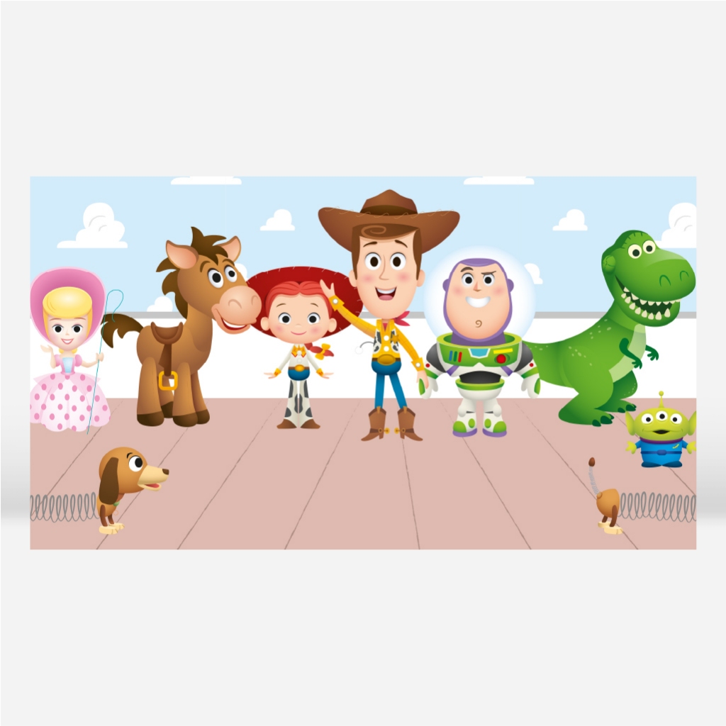 Painel De Festa Retangular Sublimado Em Tecido Tema Toy Story Disney