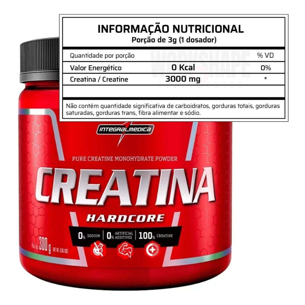 Creatina Mono hidratada Integralmédica Hardcore em Pó 300g Shopee Brasil