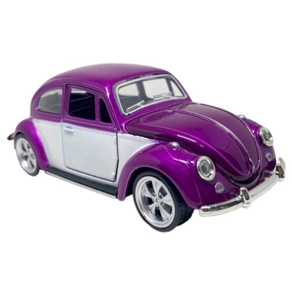 Miniatura Fusca Rodão Metal Cast Fricção 1 32 Roxo Branco Shopee