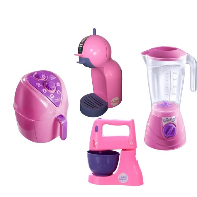 Kit Cozinha De Brinquedo Airfryer Liquidificador Batedeira Cafeteira