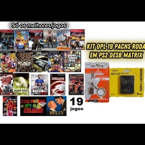 Kit Opl Pen Drive 64gb 19 Jogos So Os Melhores Memory Card 8mb Para