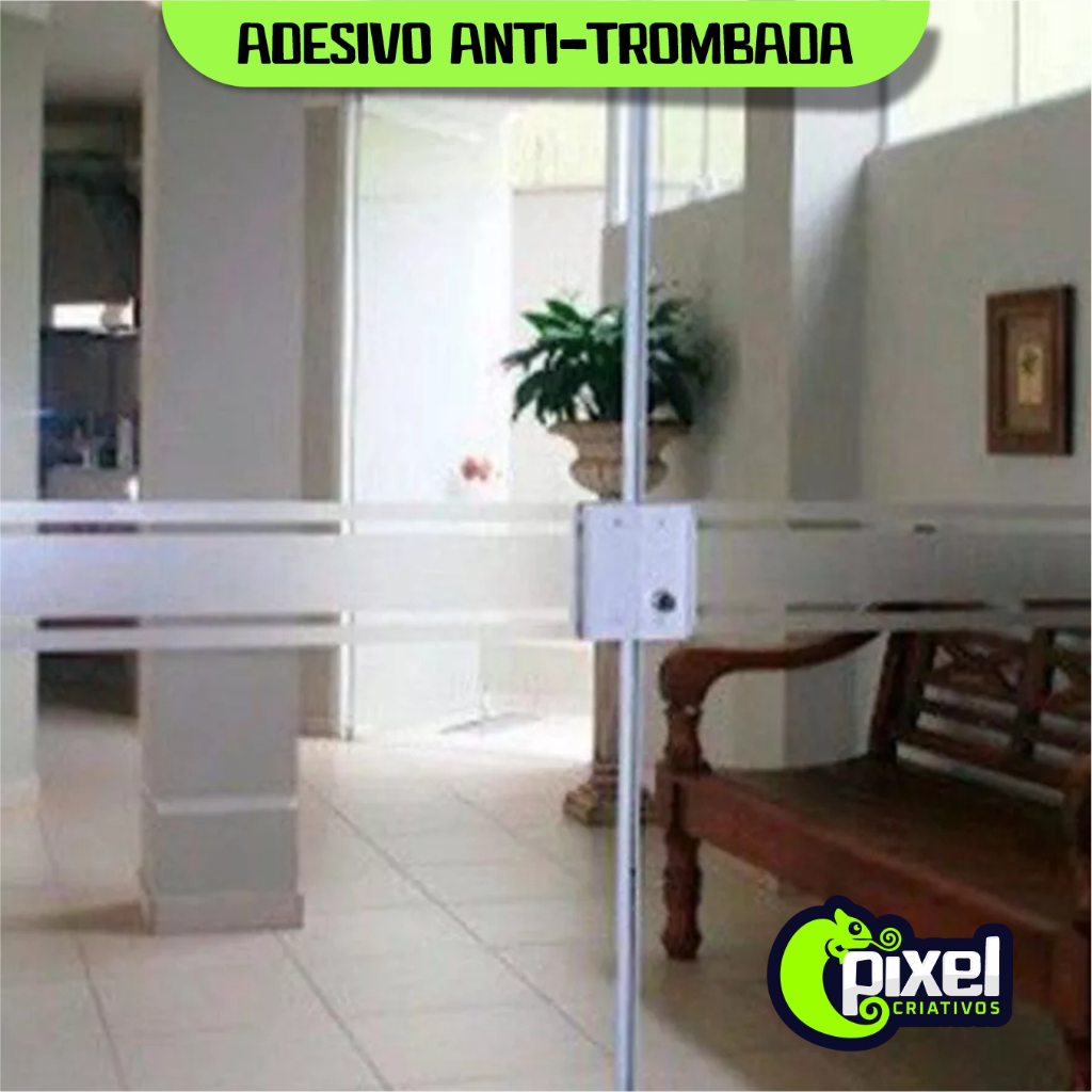 Adesivo Jateado Anti Trombada Modelo Faixas Porta De Vidro Vitrine