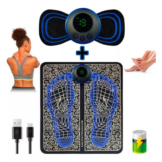 Kit Mini Massageador Elétrico Portátil Recarregável Alívio Dor Muscular