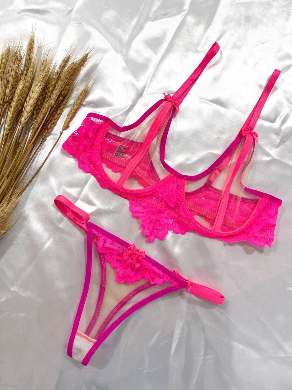 Conjunto Lingerie Sutian Calcinha Tule Moda Feminina Transparente Renda