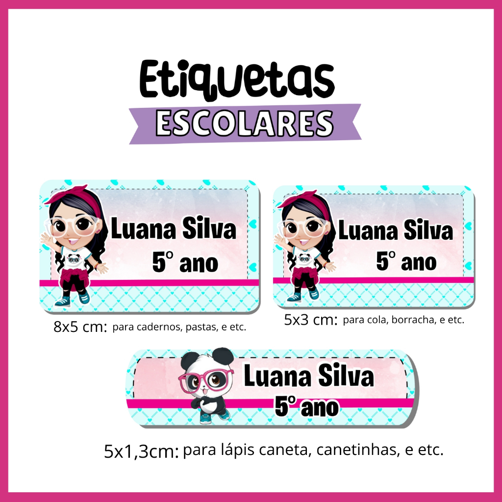 Kit Etiqueta Escolar Luluca Adesivo Escolar Todos Os Temas Volta As