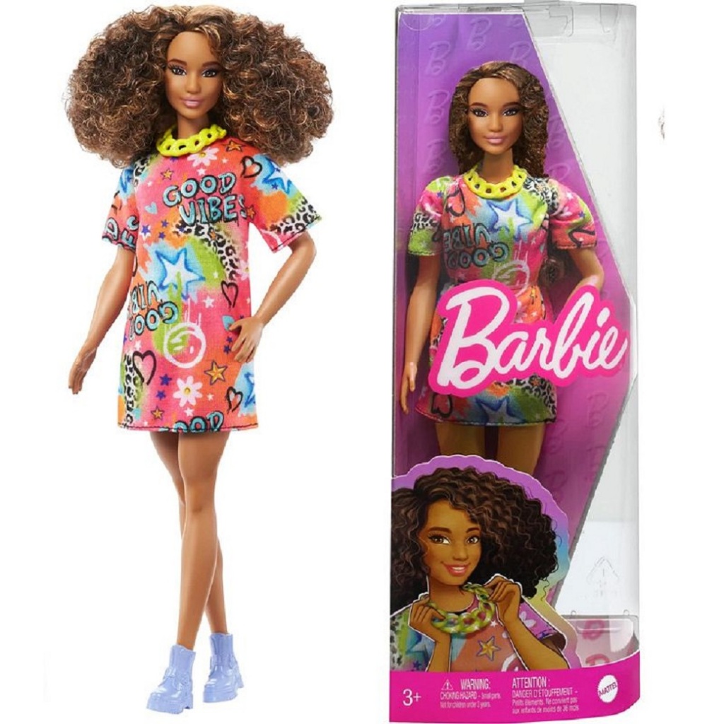 Boneca Barbie Fashionistas Morena Vestido Grafitado Mattel Shopee