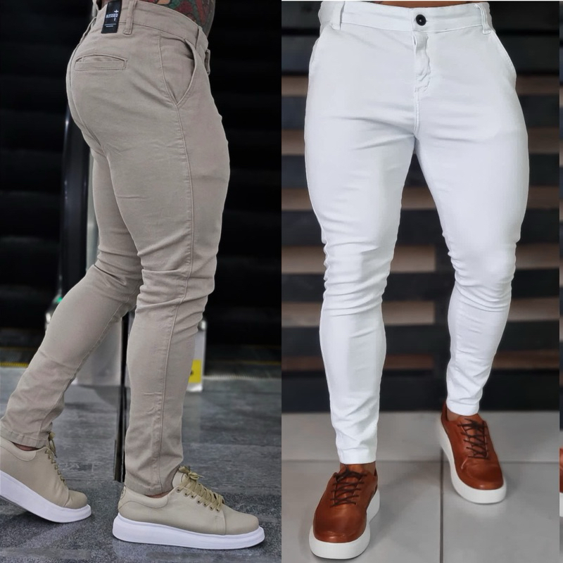 Cal A Sarja Alfaiataria C Elastano Super Skinny Masculina Lan Amento