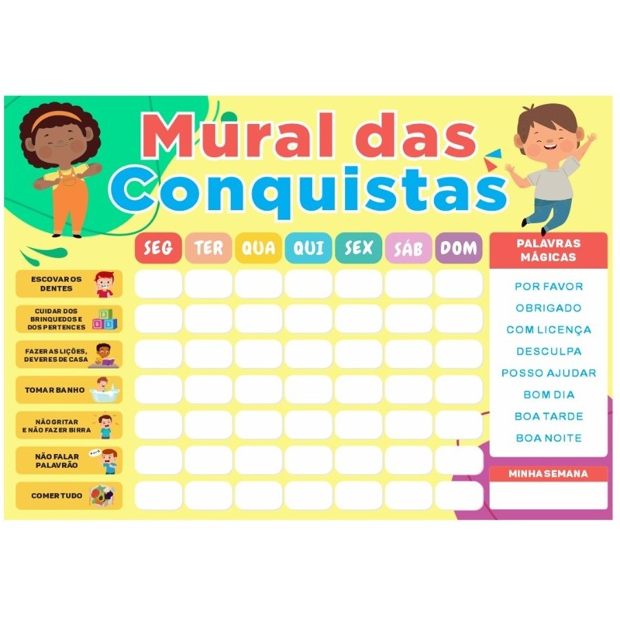 QUADRO DE INCENTIVO INFANTIL 20 X 28 7cm Plastificado Shopee Brasil