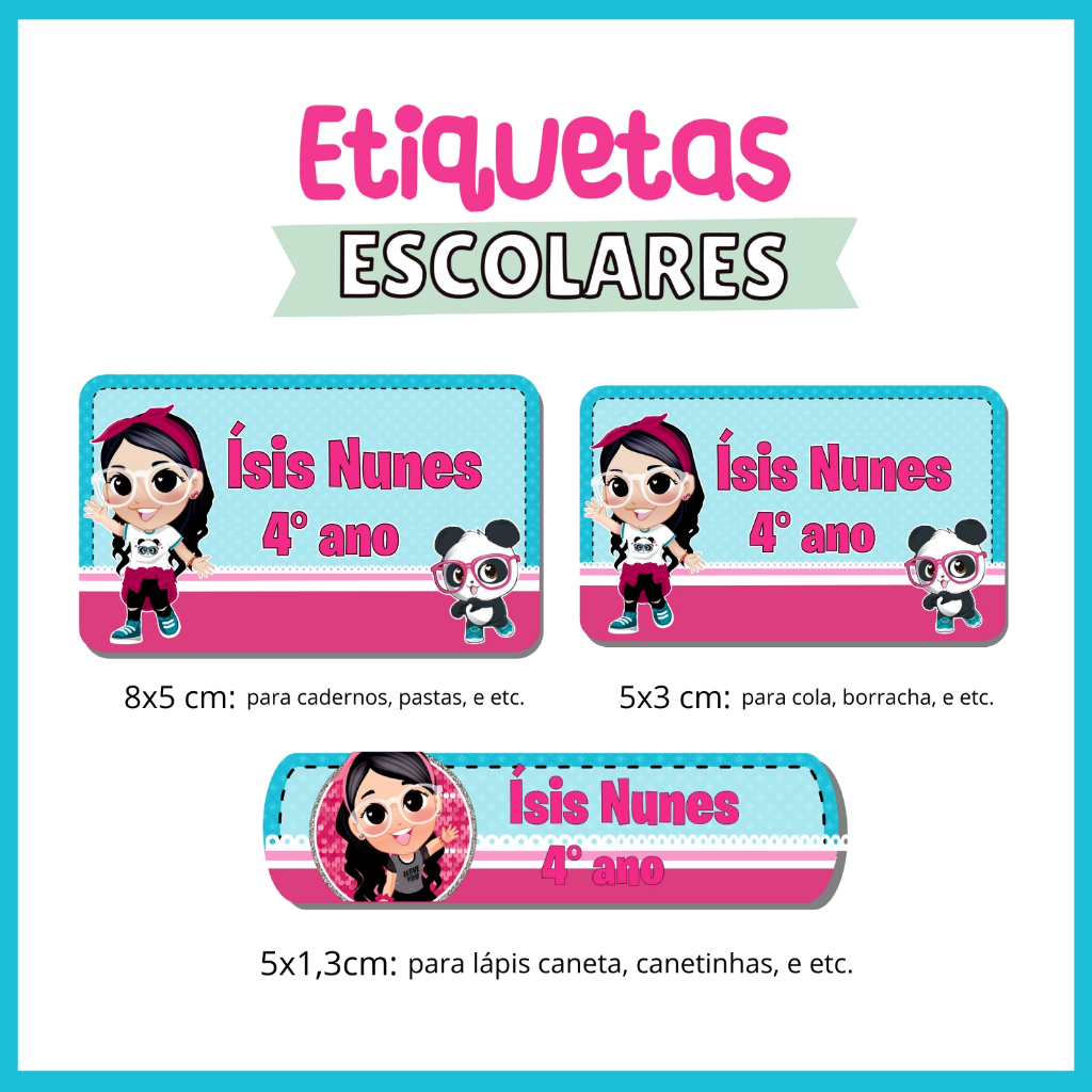 Kit Etiqueta Escolar Luluca Menina Adesivo Escolar Todos Os Temas