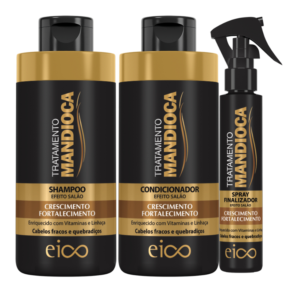 Eico Tratamento Mandioca Shampoo Sem Sal Condicionador Ml Spray