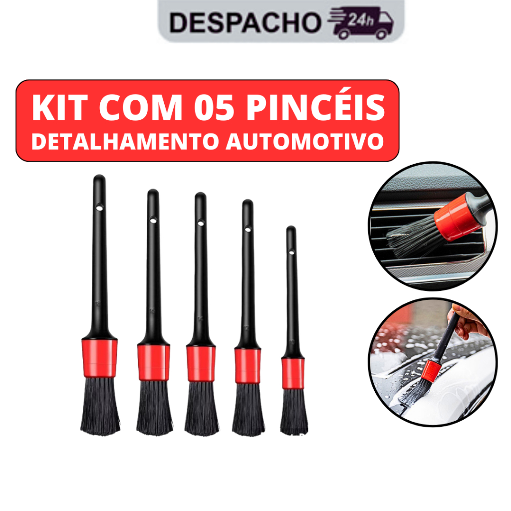 Pincel Automotivo Detalhamento Kit Unidades Limpeza Lavagem De Carro