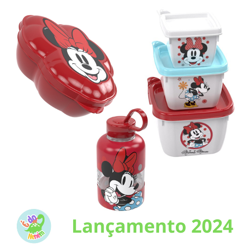 Kit Para Lancheira Escolar Infantil Da Minnie Mouse Potes Para Lanche