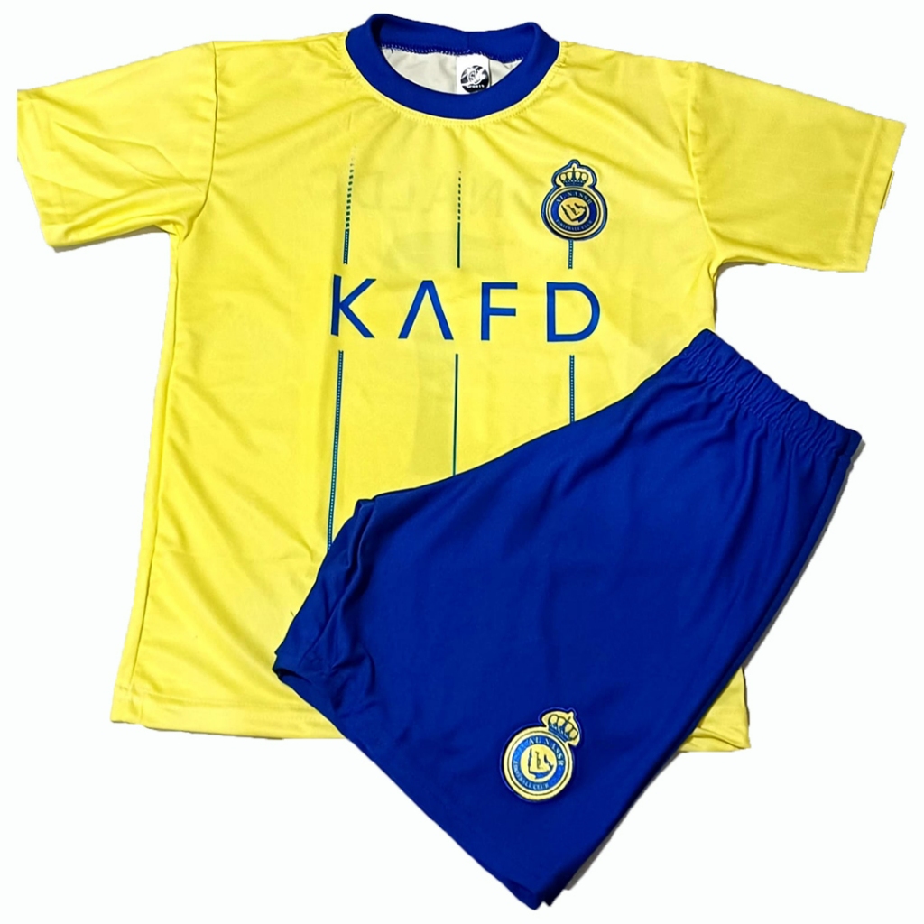 Conjunto De Futebol Infantil Camisa E Short Al Nassr Cr Pronta